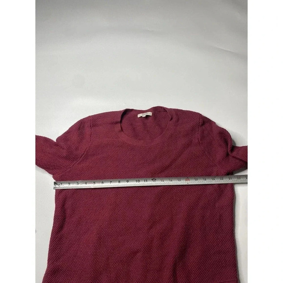Madewell Women Back Zip Burgundy Red Long Sleeve Crew Neck Sweater Size Large - Picture 6 of 7
